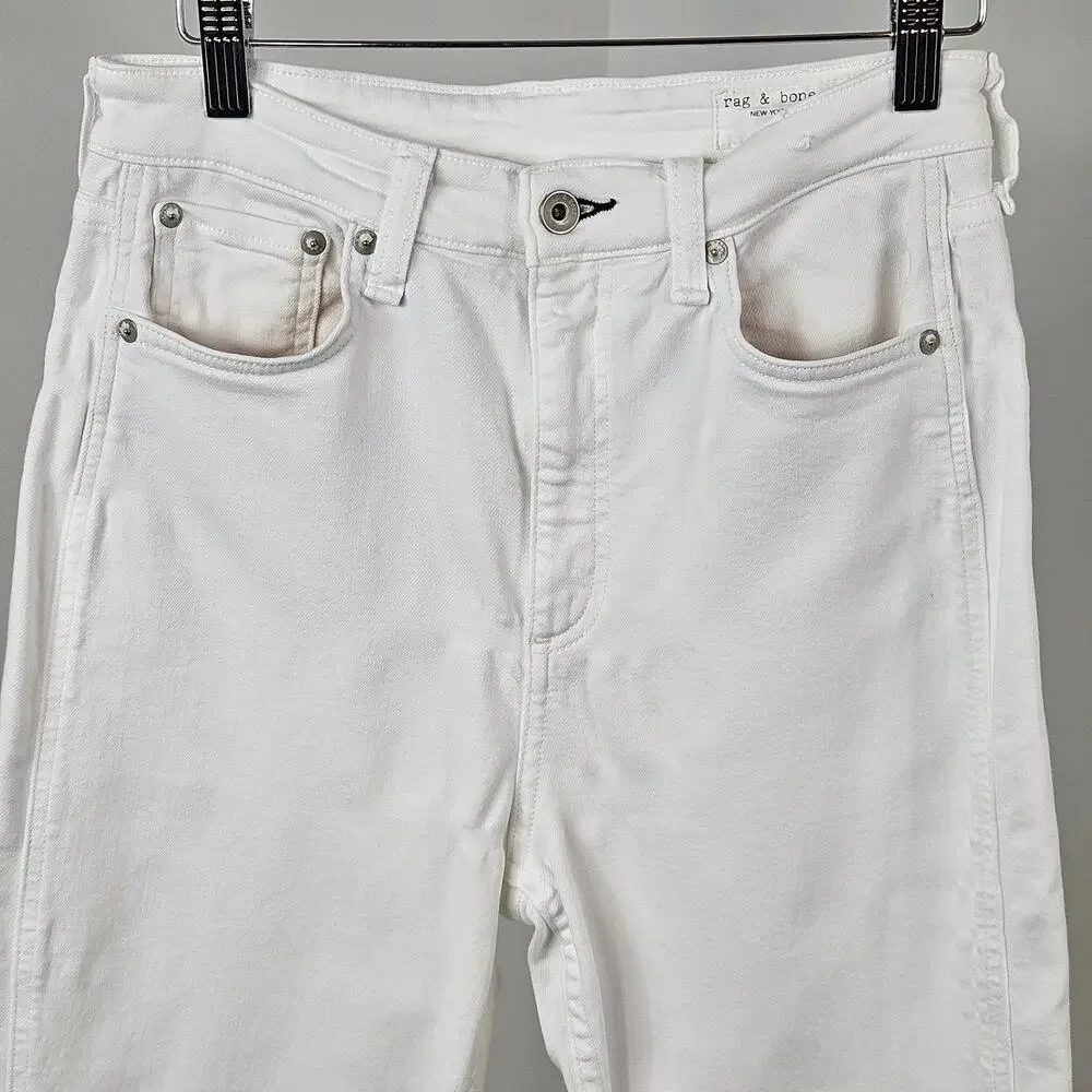 Rag and‎ Bone White Denim Skinny Jeans High Rise Ankle | Womens 28 | MINOR FLAWS